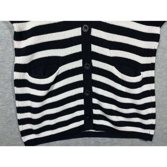 Cabi XS Striped Whistle Cardigan Sweater Black & White - Picture 3 of 5